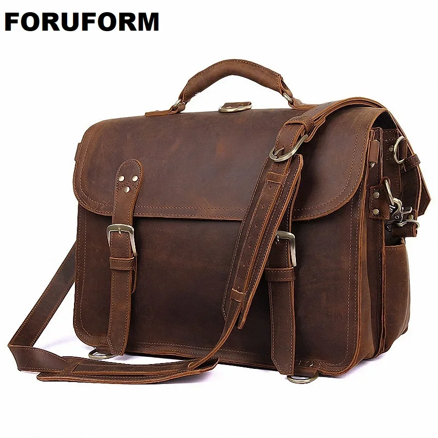 

Crazy Horse Genuine Leather Men Bag Laptop Bag Messenger Bags Shoulder Crossbody Bags Men Briefcases Handbags LI-1961