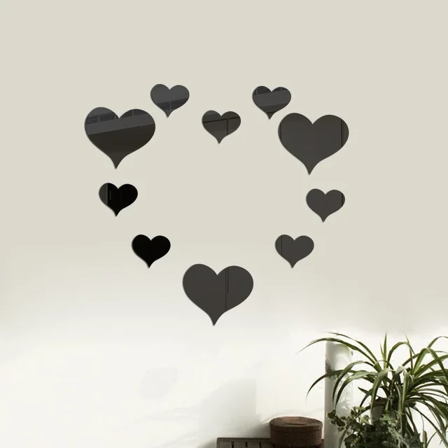 Description Picture 3 of item10pcs 3D Mirror Wall Sticker Love Hearts Acrylic Self Adhesive Tile Decals Removable DIY Home Decor Art Mirr