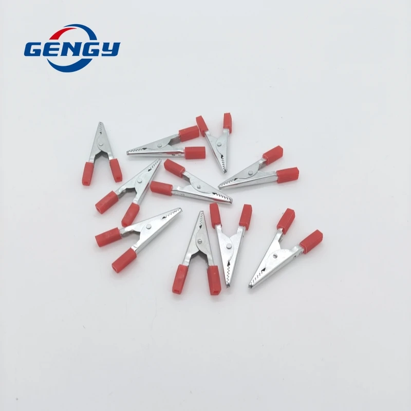 10 Pcs Iron Crocodile Clip 32mm-50mm Plastic Handle Test Probe Alligator Clips Connector Connect Socket Plug
