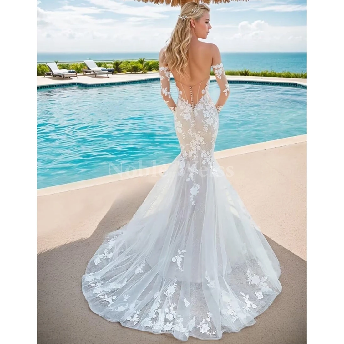 Long Sleeve Lace Wedding Dresses for Bride Sweetheart Mermaid Bridal Gown for Women Customized 2