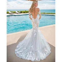 Long Sleeve Lace Wedding Dresses for Bride Sweetheart Mermaid Bridal Gown for Women Customized 2