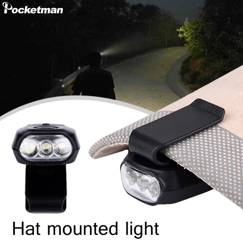 Mini 3LED Headlamp Outdoor Hat Clip Headlight Camping Head Lamp Mini Head Front Light Flashlight Clip on Hat Baseball Cap Lamp led headlamp,head lamp,led headlight