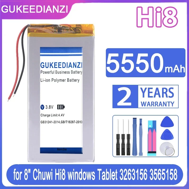 

GUKEEDIANZI Replacement Battery Hi8 (2line) 5550mAh for 8" Chuwi Hi8 for Windows Tablet 3263156 3565158 Batteries + Free Tools