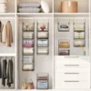 6 Tier Closet Hanging Organizer, Clothes Shelves with 2 Pair Hooks,5 S Hooks, Wire Storage Basket Bins, for Clothing Sweaters 2