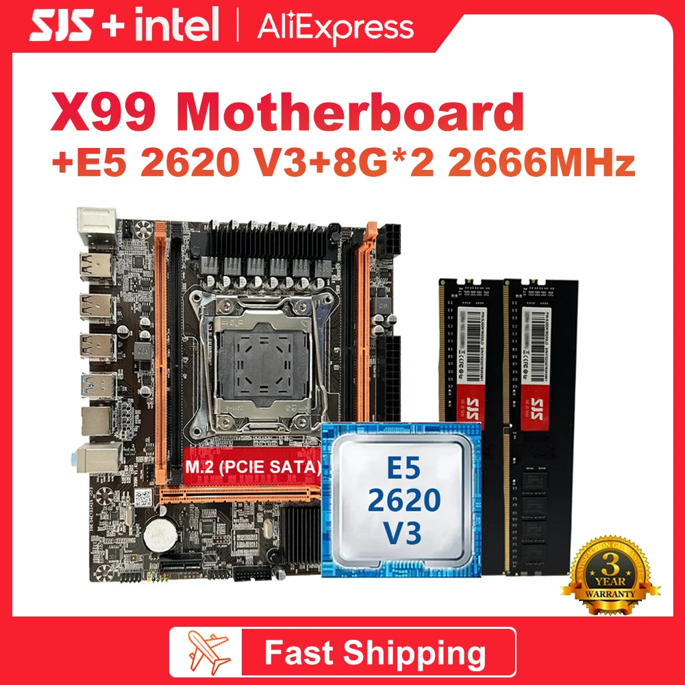 

SJS X99 128GB Motherboard combo Kit Set with Intel Xeon E5 2620 V3 CPU LGA 2011-3 Processor DDR4 16GB ( 2 x 8gb) 2666Mhz Memory