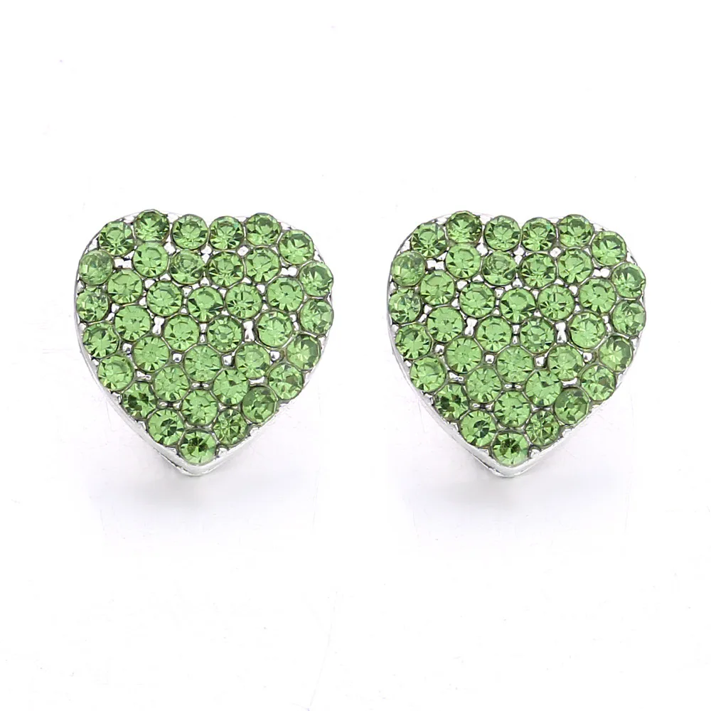 20pcs Snap Button Jewelry DIY Mini Crystal Rhinestone Heart 12mm Metal Snaps Buttons Charms for 12mm Snap Bracelet