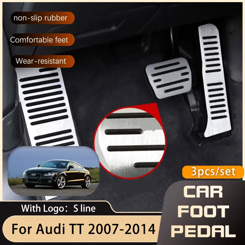 Car-styling Car Foot Pedals for Audi TT MK2 8J 2007~2014 Accessories Brake Stainless Steel Non-slip Pedal Cover 2011 2012 2013