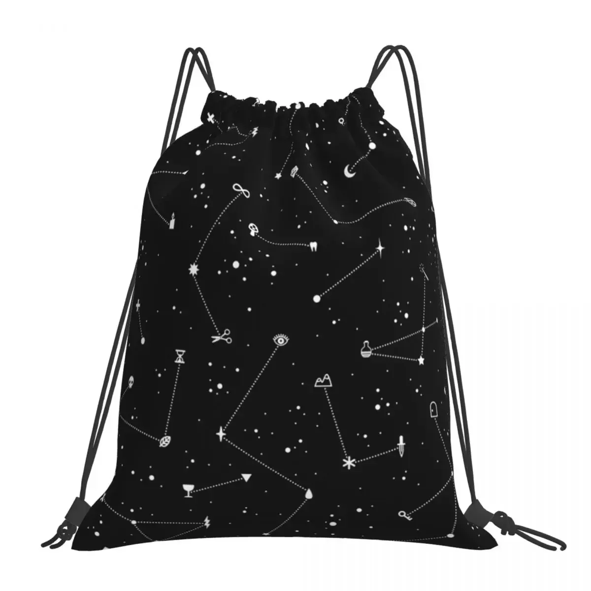 

Constellations (Black) Backpacks Casual Portable Drawstring Bags Drawstring Bundle Pocket Shoes Bag BookBag For Travel Students
