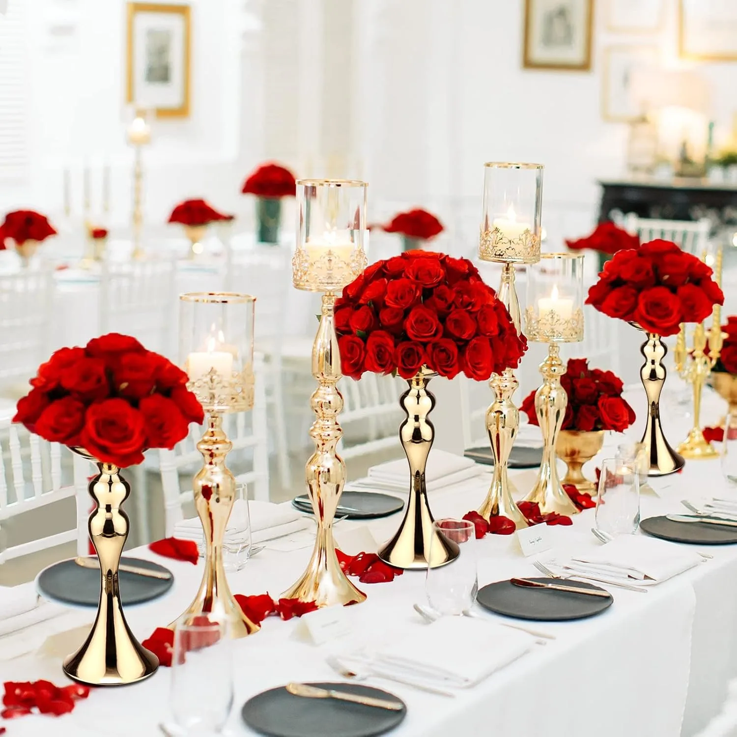 

Candle Holders Christmas Decorations Wedding Centerpieces Lantern Stand Home Gold Flower Vase Table Centerpiece Event Flowe