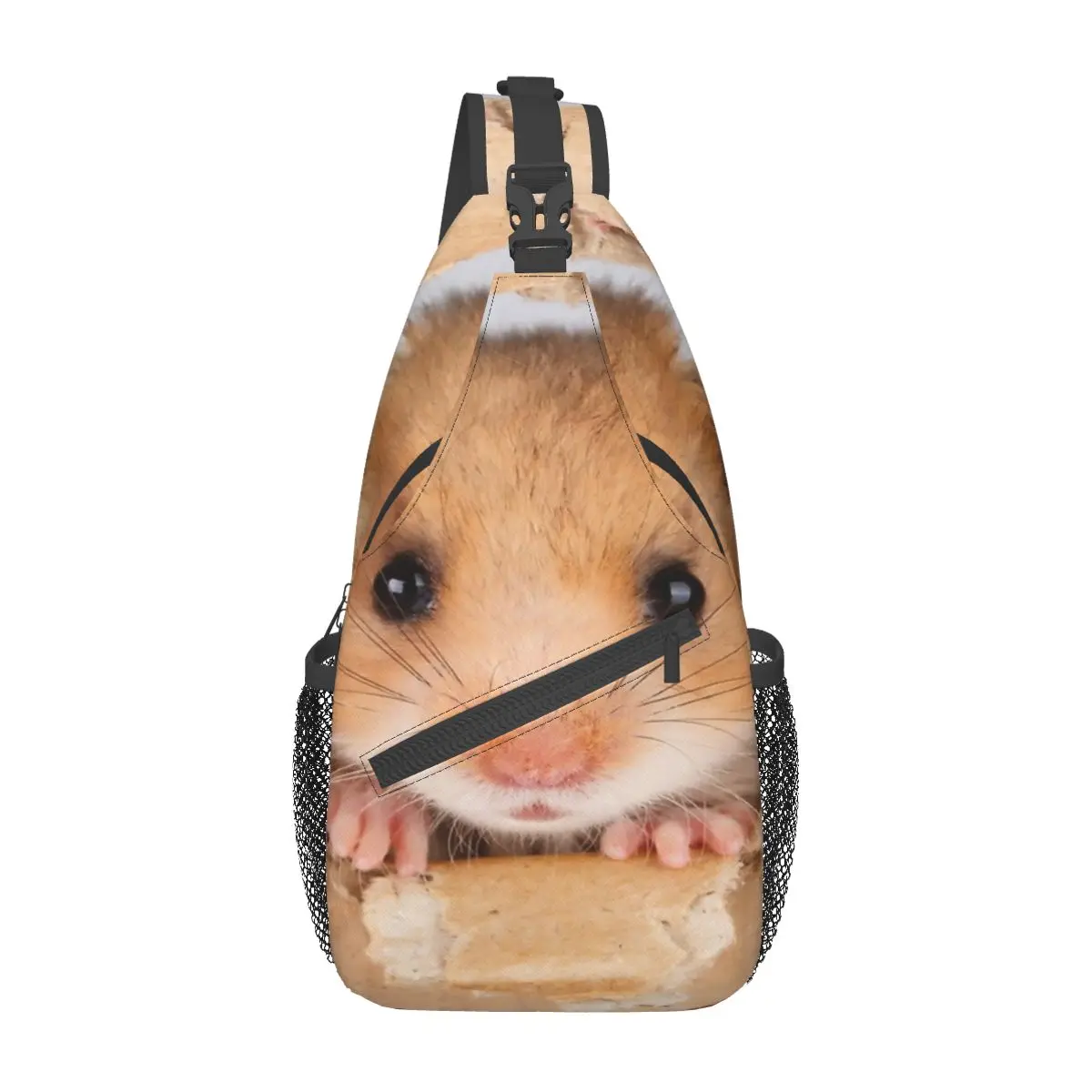 

Cant Breathe Cute Hamster Peeping Through Hole In Brown Chest Bag Fashionable Portable Out Nice gift Customizable