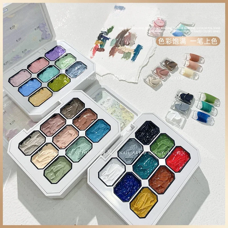 9Colors 3D Sculpture Oil Paintting Soak Off Gel Nail Modeling Gel Carving Nail Acrylic Soild Creative Art DIY