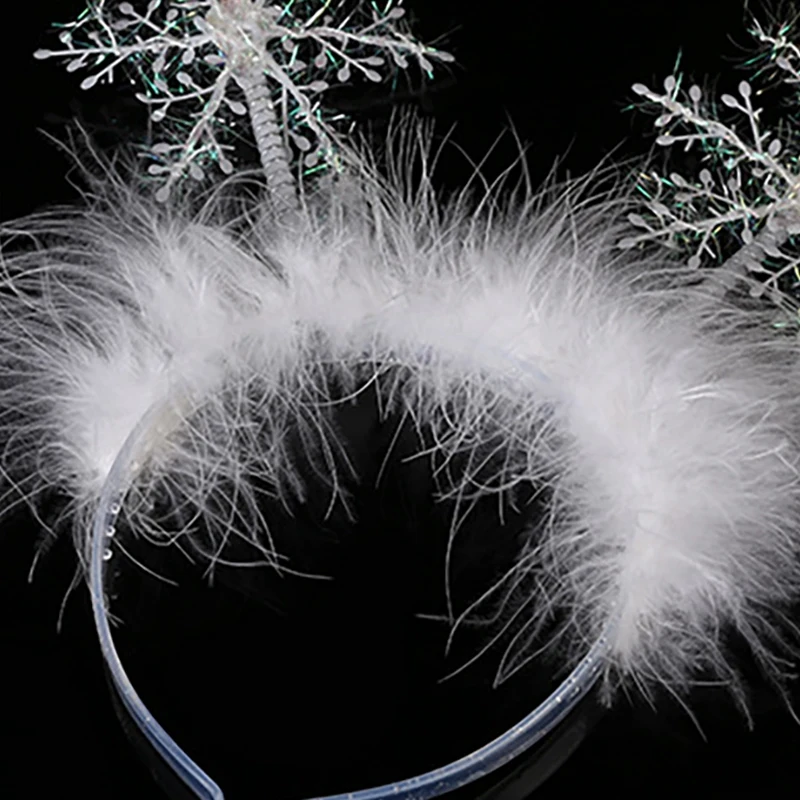 6 Pcs Christmas Ornaments Christmas Headdress Snowflake Headband Party Supplies For Children White