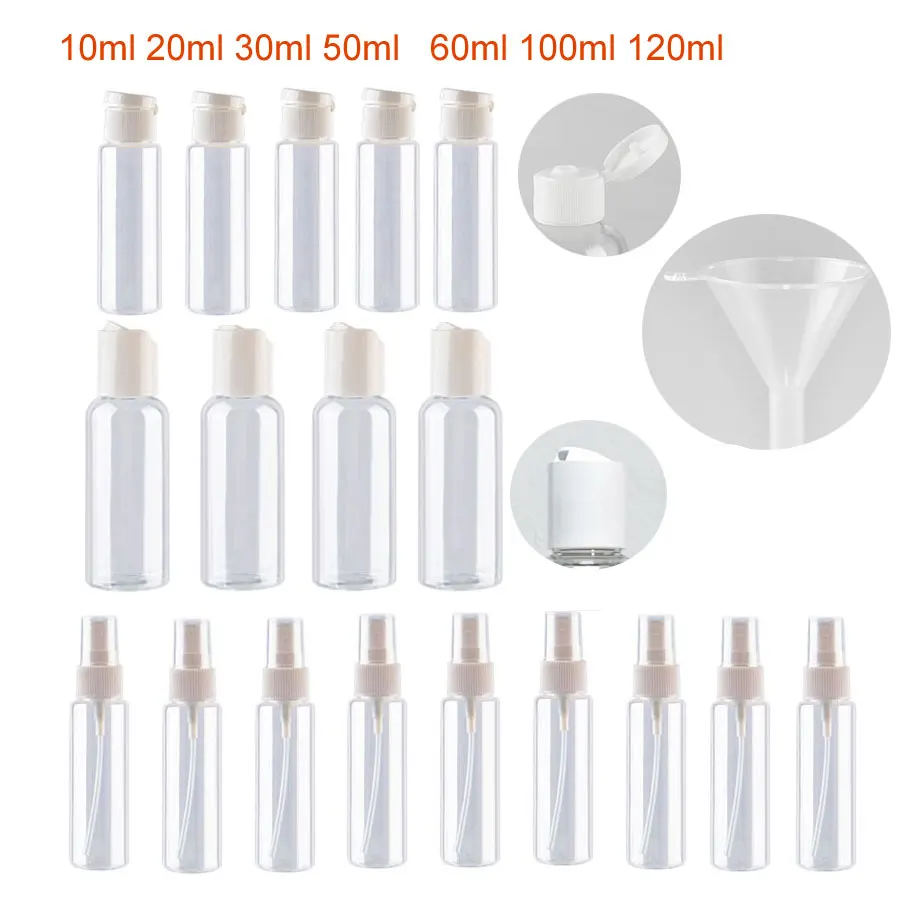 Plastic Makeup Containers 3/6/12Pcs Empty Plastic Bottle 10ml-120ml Personal Care Makeup Spray Liquid Lotion Cream