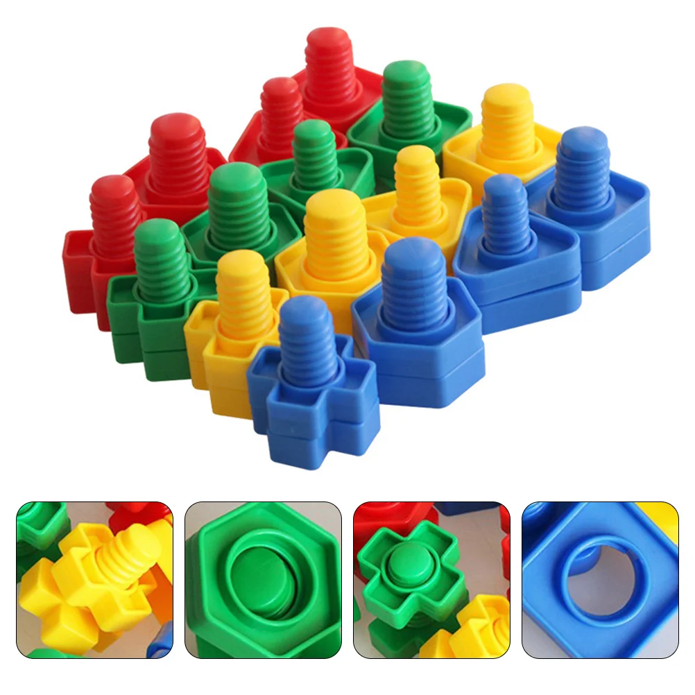 

16 Pairs Plastic Screw Toy Colorful Educational Toy Color Toy