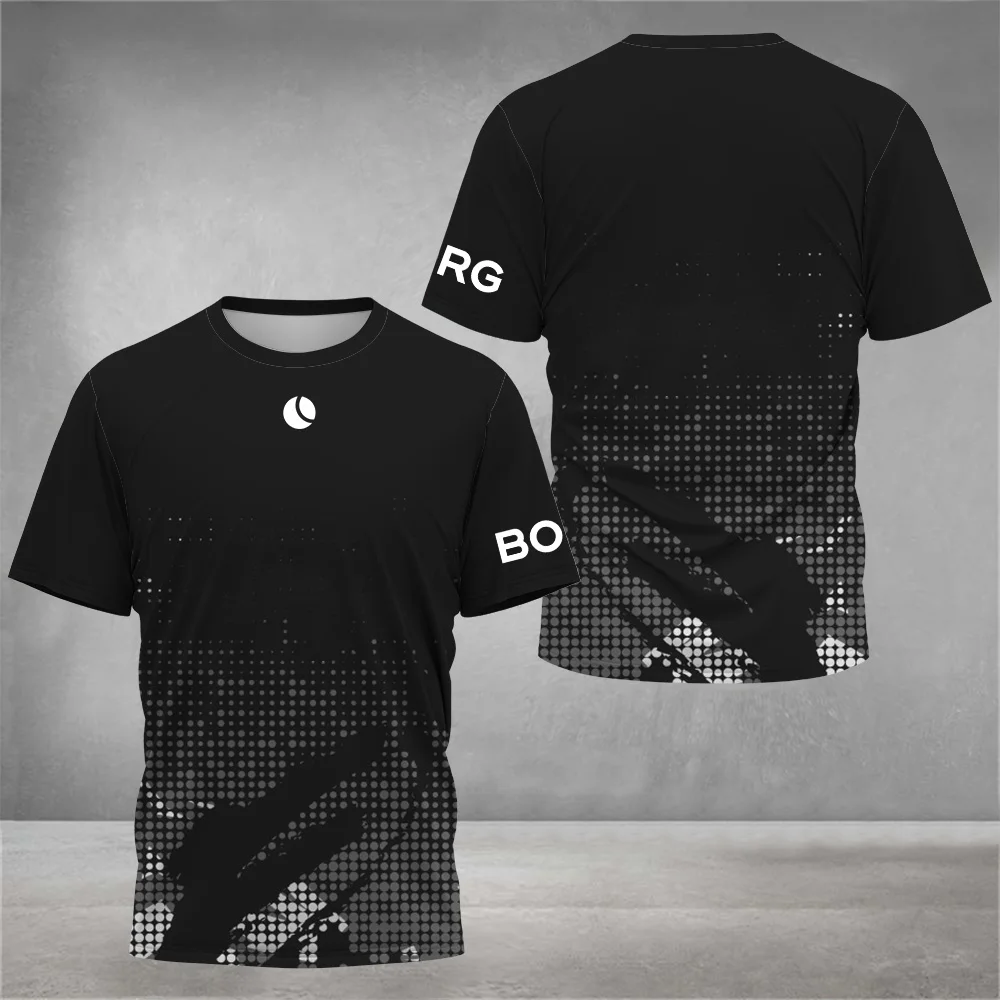 

2024 Outdoor Men's Black Tennis Jersey Quick-drying Breathable O-neck Short Sleeve Sportswear New Badminton Short Sleeve T-Shirt