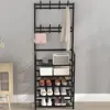 Floor Standing Simple Clothes Hanger Minimalist Clothes Rack Multifunctional All-In-One Hanger Living Room Organizer Shoe Shelf 3