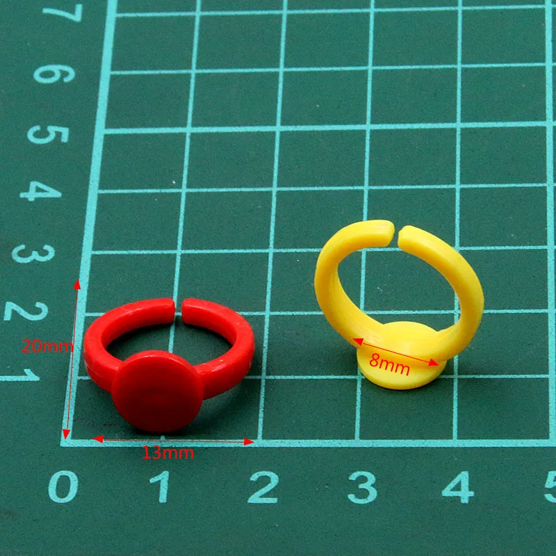 50pcs 13*20mm Random Mixed Color Plastic Adjustable Colorful Rings