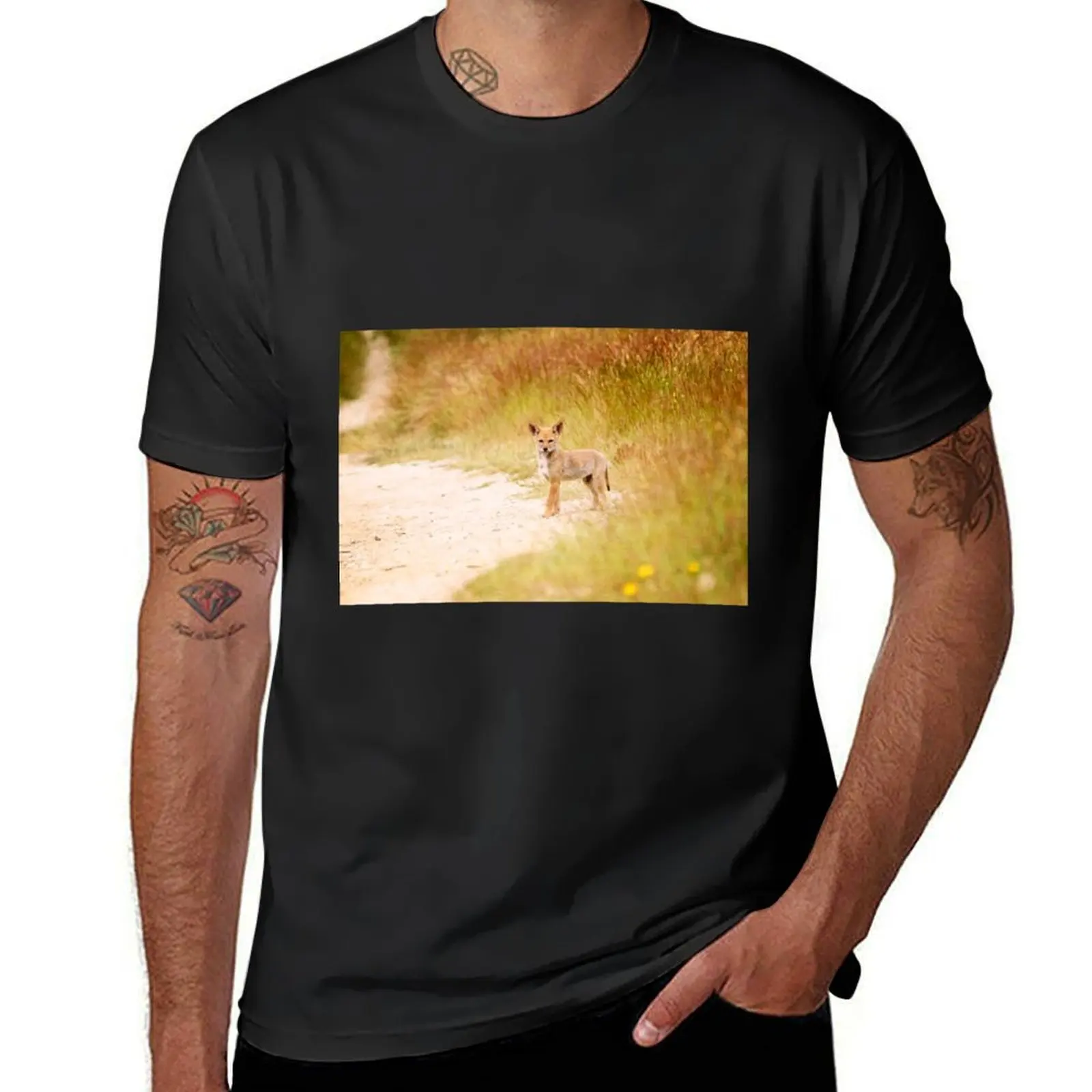 

Baby Coyote Photograph T-shirt kawaii clothes customs sublime mens vintage t shirts