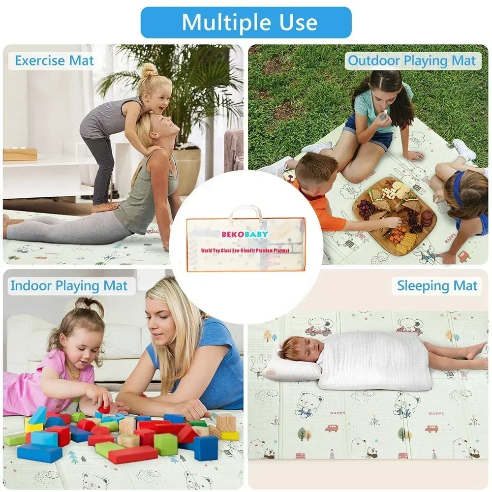 Baby Play Mat, Foldable & Waterproof Play Mat for Floor, Reversible Foam Playmat for Babies and Toddlers Infants, Crawling Mat 5