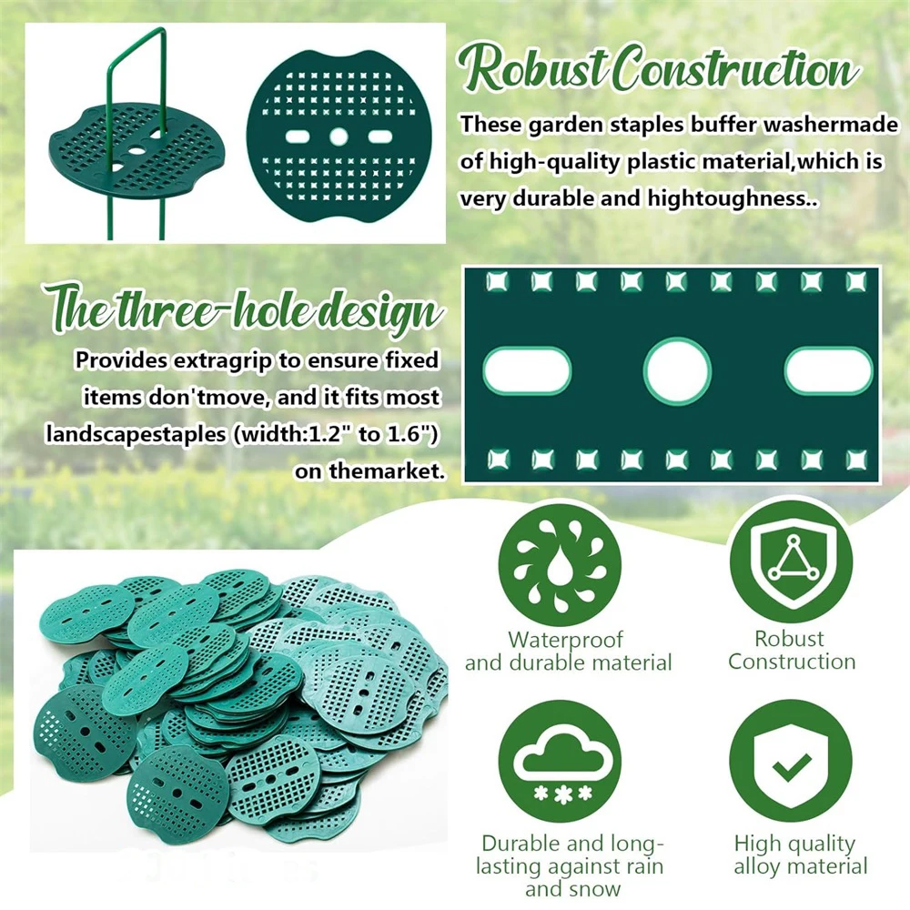 50pcs Landscape Staple Gaskets Plastic Buffer Washer Garden Staples Stakes Pad Yards Pins Gasket for Outdoor Weed Barrier Fabric