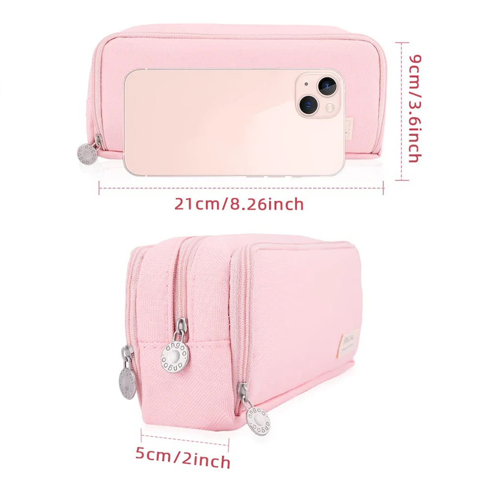 Large Capacity Pencil Cases 3 Compartment Pouch Pen Storage Bag Double Side Opening Student Stationery Organizer School Supplies