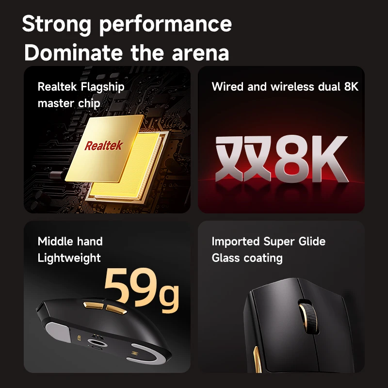 MCHOSE K7 Ultra Tri-Mode Lightweight Gaming E-sports Mouse PAW3950 Dual Drive Mice