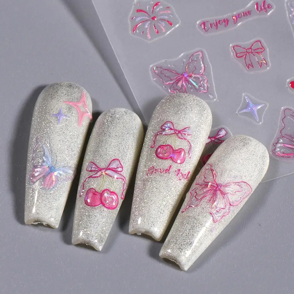 

Нетоксичная наклейка для ногтей, изысканные тисненые наклейки для ногтей в виде бабочки, креативные самодельные наклейки для маникюра для женщин и девушек