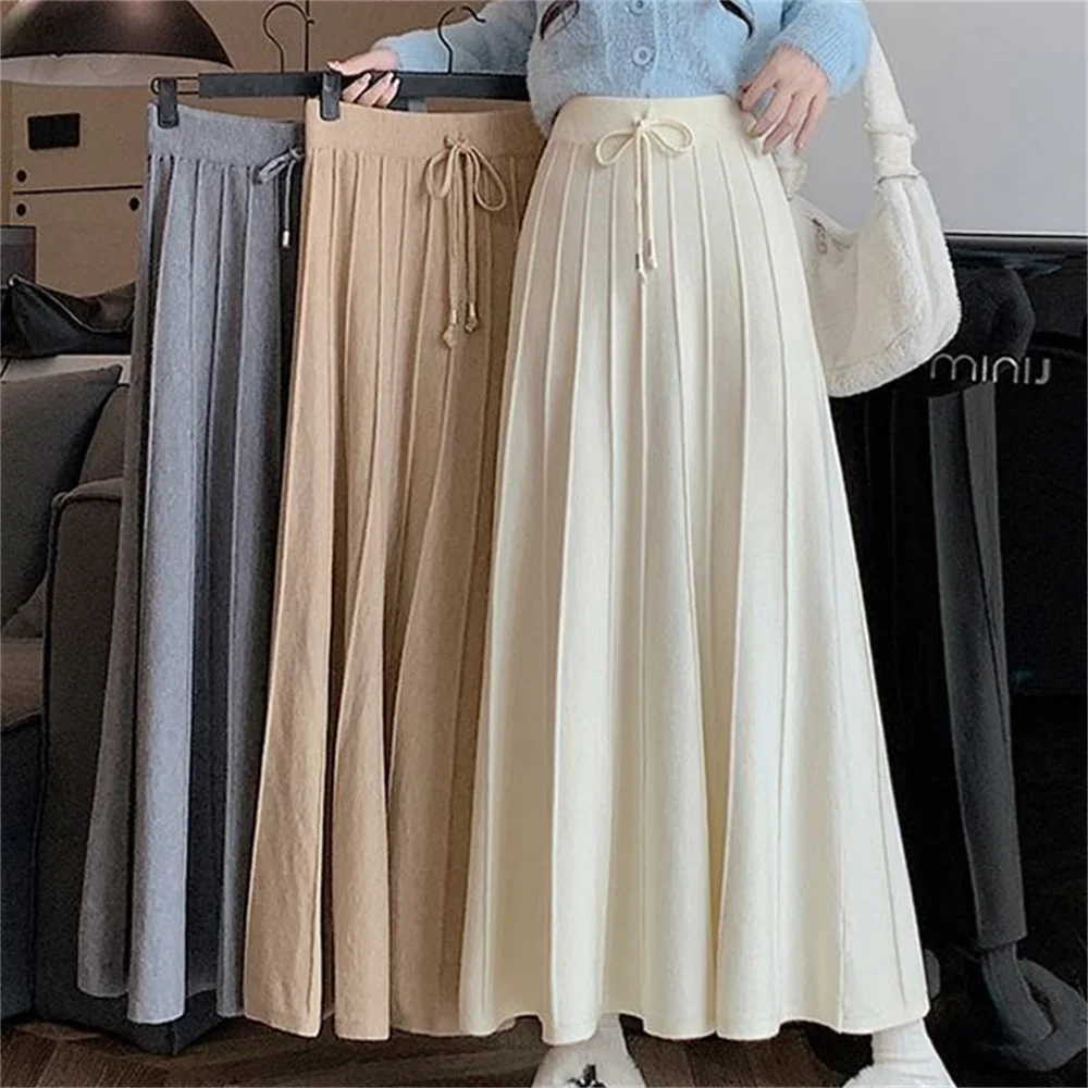 2025-autumn-and-winter-new-korean-fashion-long-skirts-a-line-high-waist