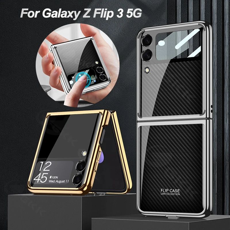 

GKK Оригинальный чехол из закаленного стекла для Samsung Galaxy Z Flip 3 4, чехол с роскошным покрытием, стеклянный чехол для задней панели для Samsung Z Flip3 4