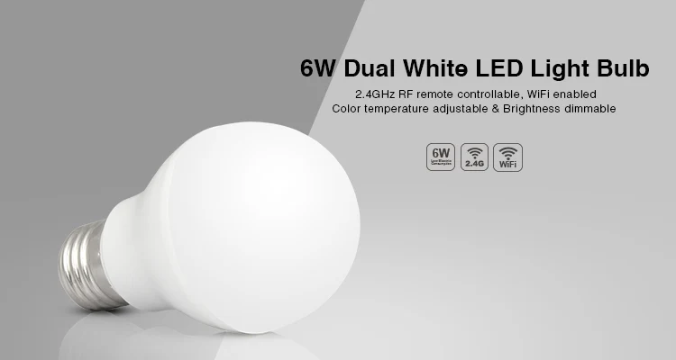 

1pcs/lot 6W E27 RF 2.4GHZ wifi led light bulb Dual white led lamp wireless Smart iphone led lighting for phone ipad AC85V-265V