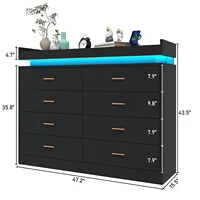 8 Drawer Dresser with LED Light, Modern Chest of Drawers for Closet, 47" Wide Drawer Organizer Cabinet for Bedroom, Living Room 6