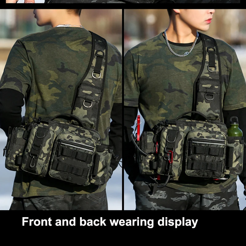 Description Picture 3 of itemMen Fishing Tackle Bag Single Shoulder Crossbody Tactical Bags Waist Pack Fish Lures Gear Utility Storage Fishing Box Chest Bag