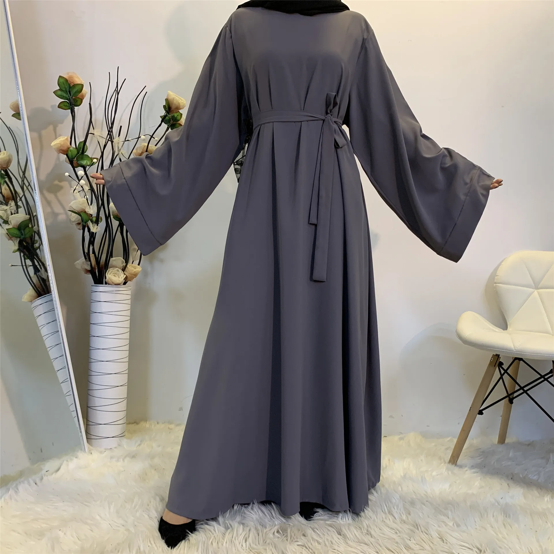 Muslim Fashion Simple Style Dress Long Dress Dubai Arab Middle East Malay Beautiful Robe Evening Dress Party Banquet Clear color