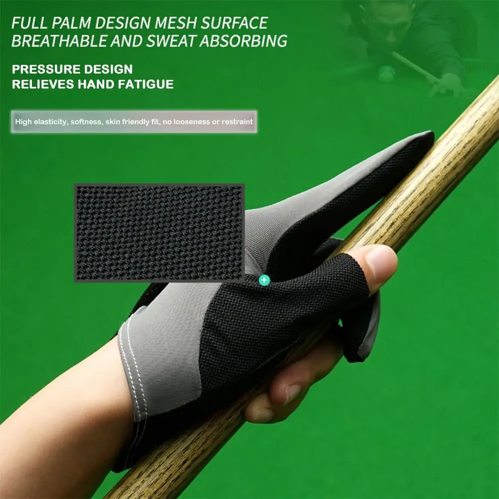1pc Man Billiards Gloves Pool Gloves 3 Fingers Show for  Left Hand Anti-slip Breathable Snooker Gloves Billiards Accessories