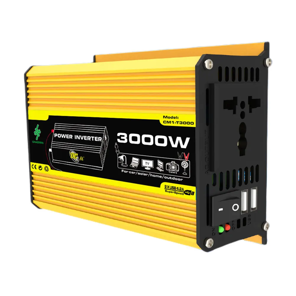 Car Inverter DC 12V To AC 110/220V Intelligent Dual USB Voltage Transformer 3000W Digital Built-in Fuse