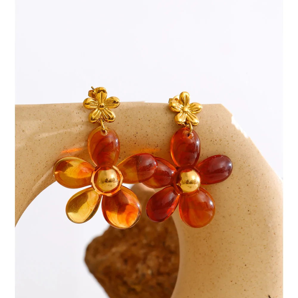 Yhpup Resin Flower Drop Dangle Earrings for Women