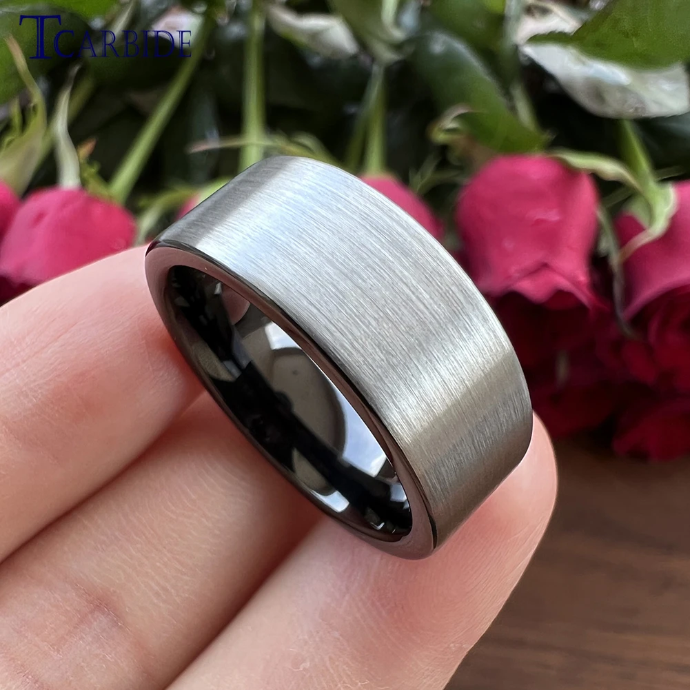 6mm Tungsten Carbide Wedding Band Ring - Brushed & Polished Black, Comfort Fit, Sizes 4-15, Lifetime Guarantee - View #7
