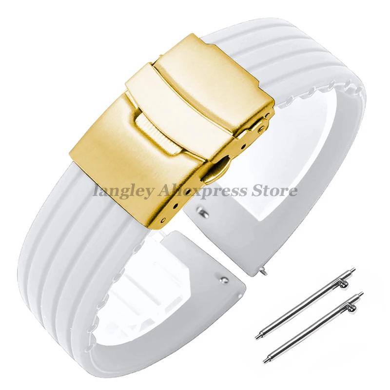 thumbnail image 1 of Correa de reloj de silicona de liberación rápida de 18 mm, 20 mm, 22 mm y 24 mm para Huawei Watch Gt2/3/4 de 46 mm para Fossil y Seiko, correas deportivas de goma, 1 of 5