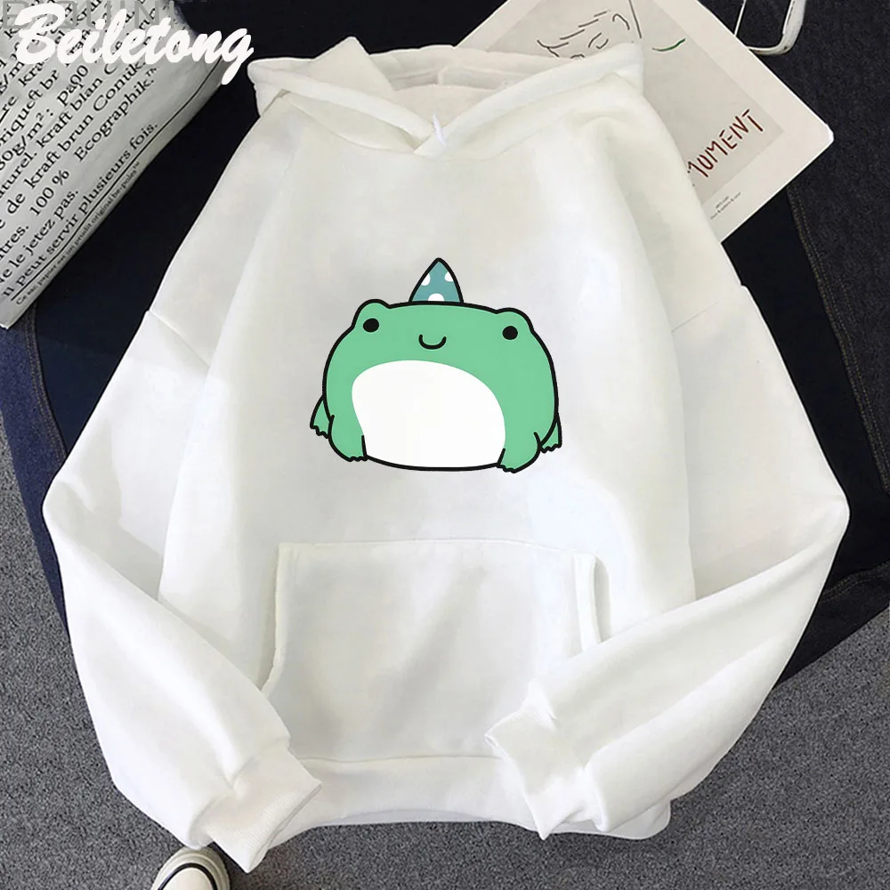 

Party Hat Frog Printed Hoodie for Girl Vintage Harajuku Women's Winter Hoodie Lovely Print Pullovers Moletom Unisex Grunge Style