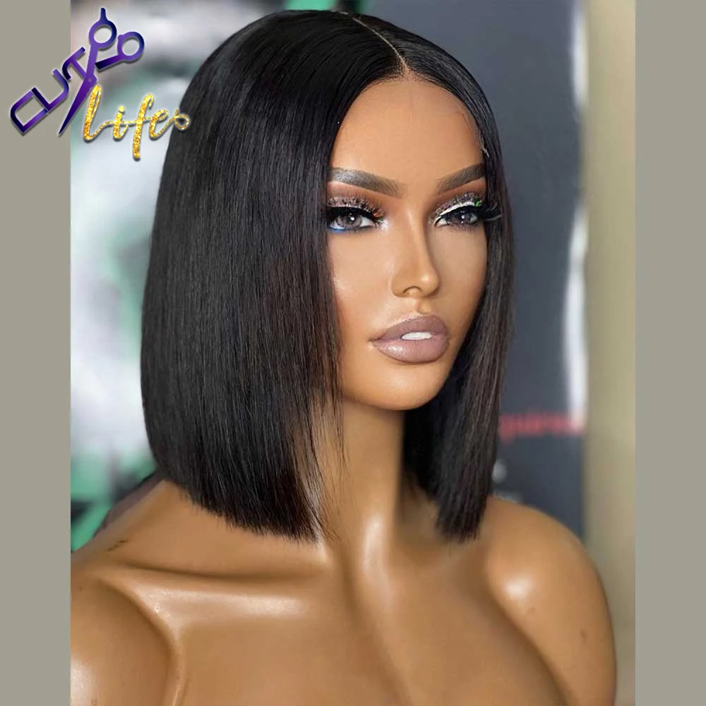 Brown Highlight Color Short Bob Cut Wigs 13x4 Lace Front Wig Human Hair Wigs Preplucked 4X4 Lace Closure For Black Women