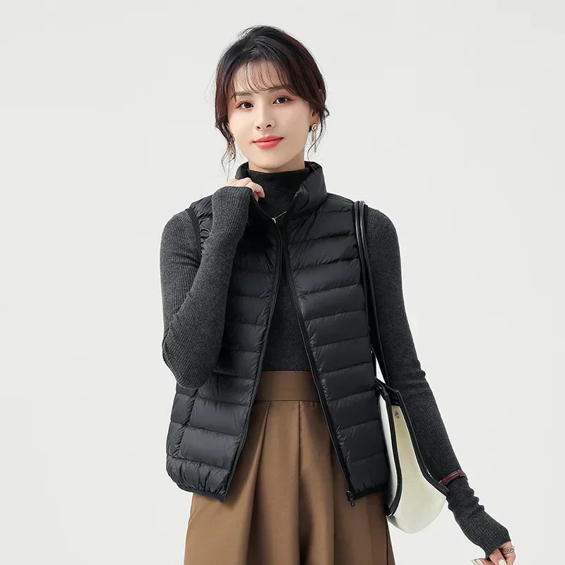 

Winter Women's Stripe Portable Down Vest Outdoor Windproof and Versatile Waistcoat Casual Women's Slim Insulated Jacket