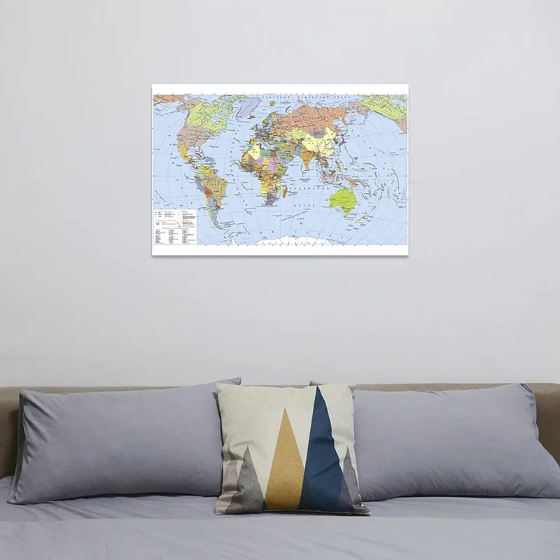 225*150cm The World Political Map In Russian Large Wall Art Poster Vinyl Canvas Painting Home Decor Children School Supplies
