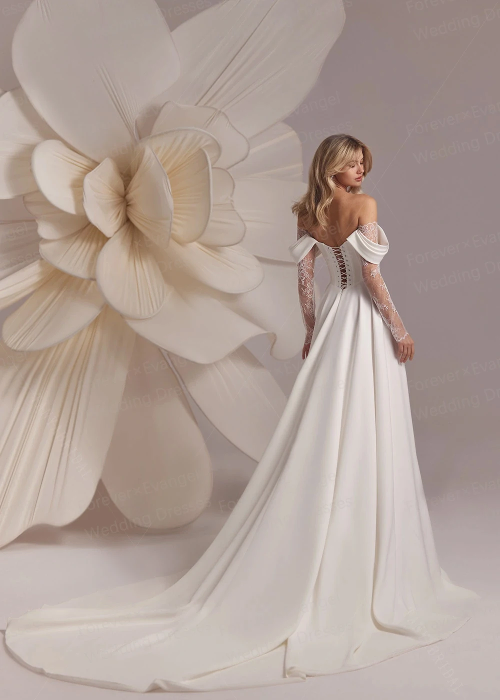 Elegant Appliques Wedding Dresses Off Shoulder A Line Woman's Sexy Bride Gowns Illusion Long Sleeve Split Vestidos Customized 2