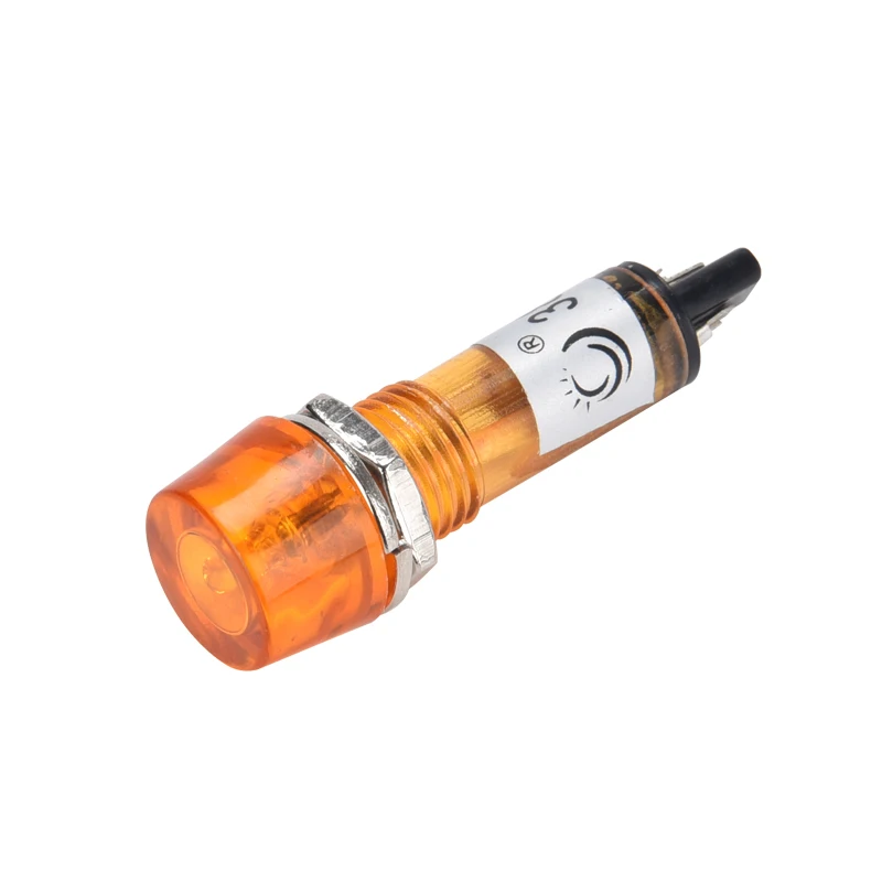 10MM 원형 표시 등 AC DC6V 12V 24V 110V 220V 380V 소형 전원 공급 장치 플라스틱 신호 램프 빨간색 녹색 노란색 네온 전구