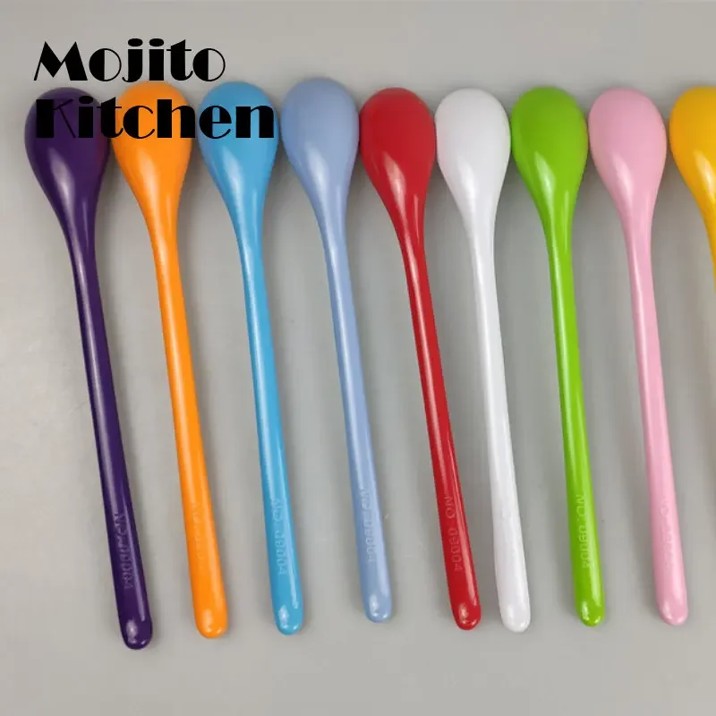 Description Picture 2 of item5pcs Candy Color Plastic Long Handle Dessert Spoons Dinner Tea Spoon Tableware Flatware Stirring Coffee Kitchen Scoops Soup