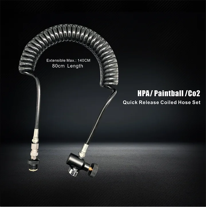 LTRAFORCE QUICK RELEASE COILED HOSE SET which is what you want in paintball remote air systems lithium battery washer gun coke bottle high pressure washer gun hose quick connection pressure washer cleaning accessories