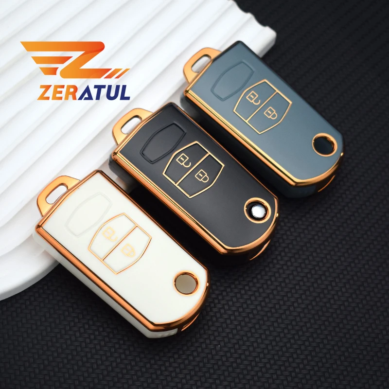 2 3 Pulsanti Tpu Shell Portachiavi Per Mazda 3 5 6 Series M6 Rx8 Mx5 Car Flip Key Case Cover Key Protector Fob Bag Accessori