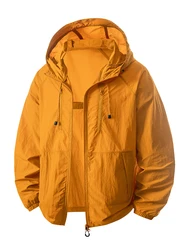 Women's Lightweight Hooded Summer Windbreaker Jacket with Sun Protection and Adjustable Drawstring - XXXL (Coffee)