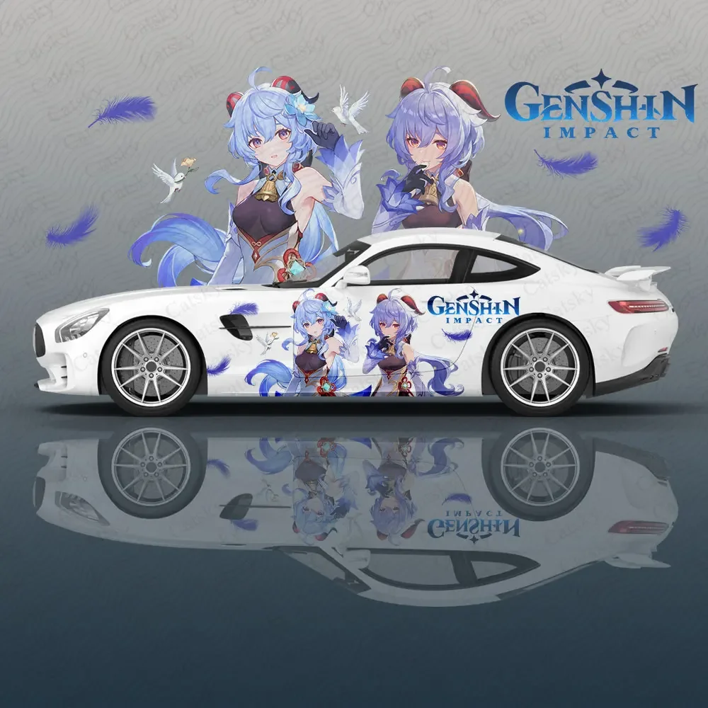 

Аниме-наклейка Ganyu Genshin Impact для автомобиля, виниловые наклейки с цветами для автомобиля, наклейки для боковой графики SUV, универсальный размер, наклейки для кузова автомобиля