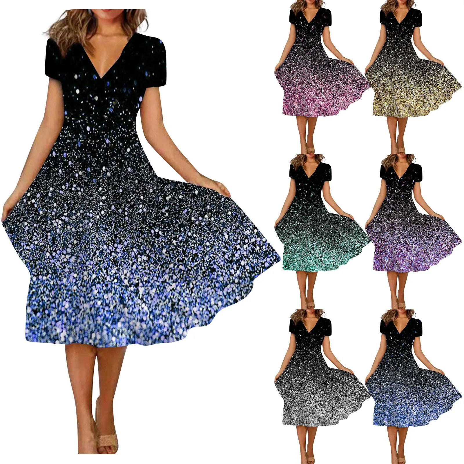 

Женское летнее Повседневное платье с цветочным принтом и коротким рукавом, повседневное роскошное летнее платье, женское модное платье 2023, женские платья